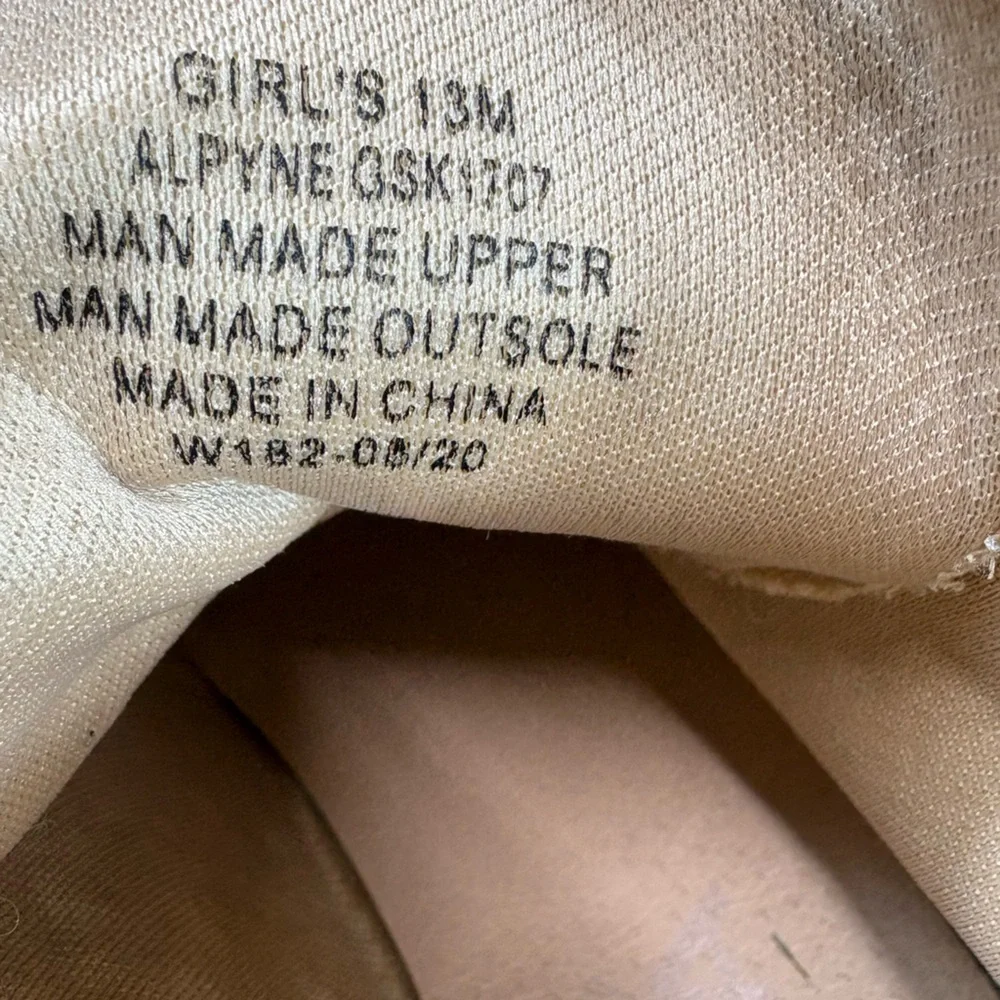 MIA Girl's Alpyne Tan Lace Up Combat Boot Size 13